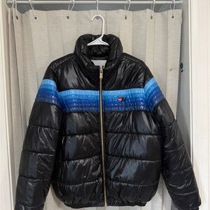 Aviator Nation Black and Blue Puffer Jacket